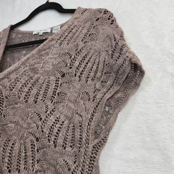 Eight Eight‎ Eight M Taupe Crochet Top Boho Summer Retro Y2K Grunge 100% Cotton - Picture 2 of 10